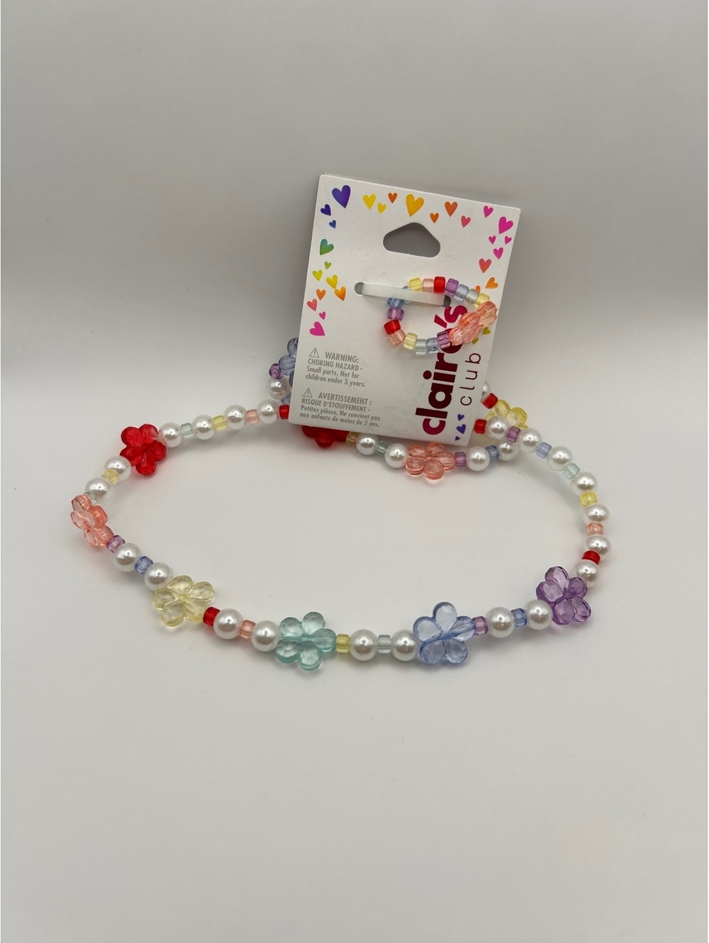 Claire's Club Colorful Beaded Flower Necklace and Bracelet Set